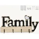 Echehi Home Deko Schlüsselhalter aus Holz, Selbstklebend oder bohrbar, 3-Wege-Installation, Schlüsselbrett, Schlüsselbretter für Zuhause,Schwarz