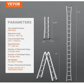 Vevor Teleskopleiter A-Rahmen 5,1 m