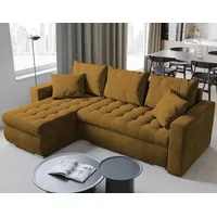 bromarkt Ecksofa LUIS Schlaffunktion Bettkasten L-Form 238x148x88cm Senf - Gelb