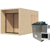 Karibu Miramar inkl. 9 kW Ofen + ext. Steuerung + Dachkranz
