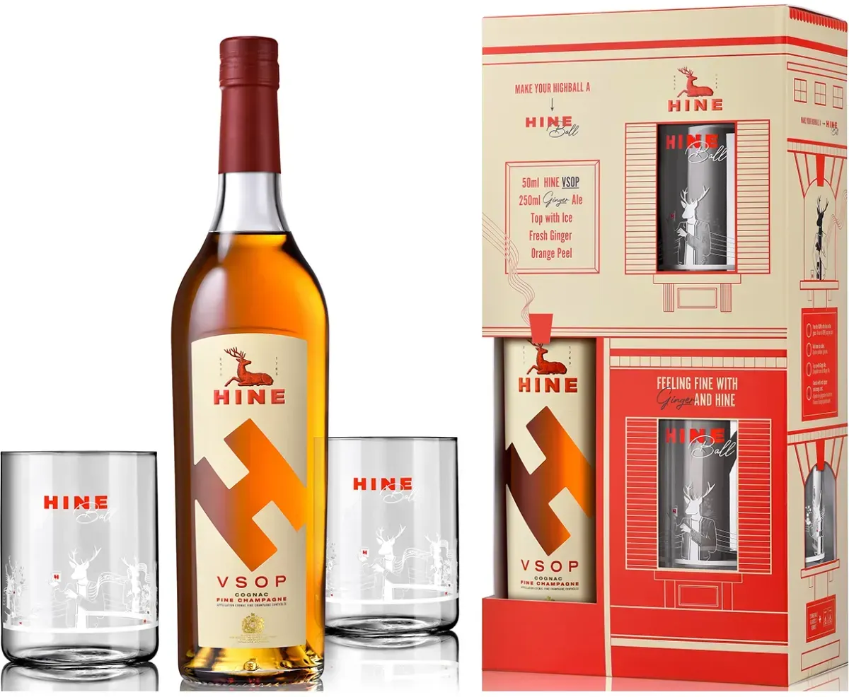 H by Hine VSOP Cognac + 2 Gläser 40% vol. 0,7 l