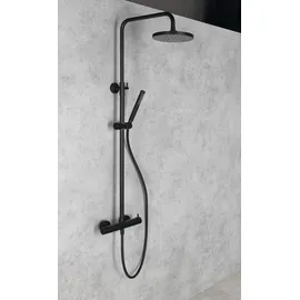 Sapho MIA Duschsäule mit Armatur, rund, schwarz matt