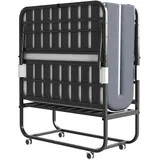 MODFU Klapp-Twin-Bett 90x190 cm mit 9,5 cm Memory-Foam-Matratze in Schwarz – tragbares Gästebett für jeden Raum