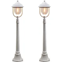 Konstsmide 2er-Set weiße Wegeleuchten PARMA aus Aluminium E27, IP43, H.: 118 cm