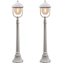 Konstsmide 2er-Set weiße Wegeleuchten PARMA aus Aluminium E27, IP43, H.: 118 cm