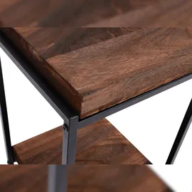 Mendler Blumentisch HWC-K71, Blumenregal Beistelltisch Pflanzregal, MVG-zertifiziert MDF Metall ~ dunkelbraun, 82cm