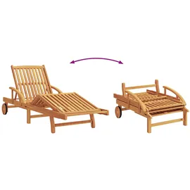 vidaXL Sonnenliegen 2er Set mit Kissen und Tisch 200 x 65 x 30 cm Rot