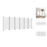 vidaXL 6-tlg. Paravent Weiß 520x180 cm Stoff