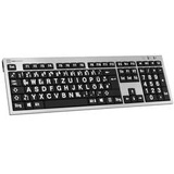 Logickeyboard XL-Print Kabelgebunden Tastatur Deutsch, QWERTZ Grau Multimediatasten, USB-Hub, Geräu