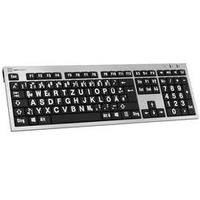 Logickeyboard XL-Print Kabelgebunden Tastatur Deutsch, QWERTZ Grau Multimediatasten, USB-Hub, Geräu
