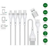 4smarts 4in2 USB-C Multi-Ladekabel 1,2m, weiß