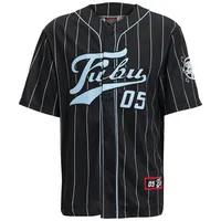 FUBU FM232-003-1 FUBU Varsity Pinstripe Baseball Jersey in Schwarz,