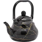 Flötenkessel,2liter wasserkessel Retro Teekessel,Flache Basis Wasserkocher,Wasserkessel Induktion Flötenkessel aus Edelstahl für Gasherd Induktionsherd Herd(Schwarz)