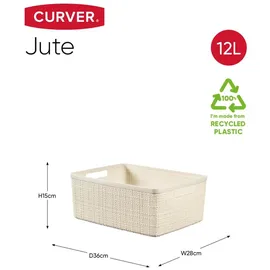 Curver JUTE RECYCLING Aufbewahrungsbox M 28 x 15 cm 3-tlg. weiß