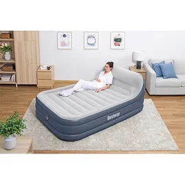 BESTWAY Luftbett SleekFlow mit Kopfteil & Luftpumpe Double XL/Hi 226 x 152 x 84 cm Aufblasbar Camping 67923