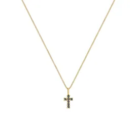 Elli DIAMONDS Halskette Kreuz Anhänger mit Diamant (0,14 ct.) Gelbgold