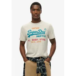 Rundhalsshirt SUPERDRY "VL CALI RELAXED TEE", Herren, Gr. L, quantico grau jaspe marl, Single Jersey, Obermaterial: 60% Baumwolle, 40% Polyester, meliert, modisch, relaxed fit, Rundhals, Kurzarm, Shirts