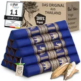 livasia Keilkissen Dreieckskissen hoch (Deluxe) - 38x55x35cm, Kapok, vegan, handgefertigt blau