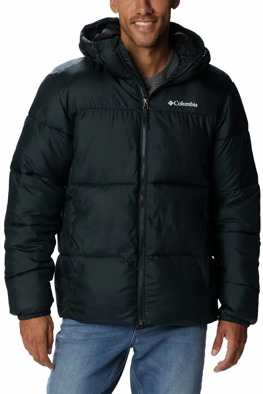 Columbia Winterjacke Puffect mit Kapuze (Thermarator Isolierung, wasserdicht) schwarz Herren