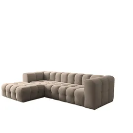 Fun Möbel Ecksofa Stoff 2-Sitzer Braun