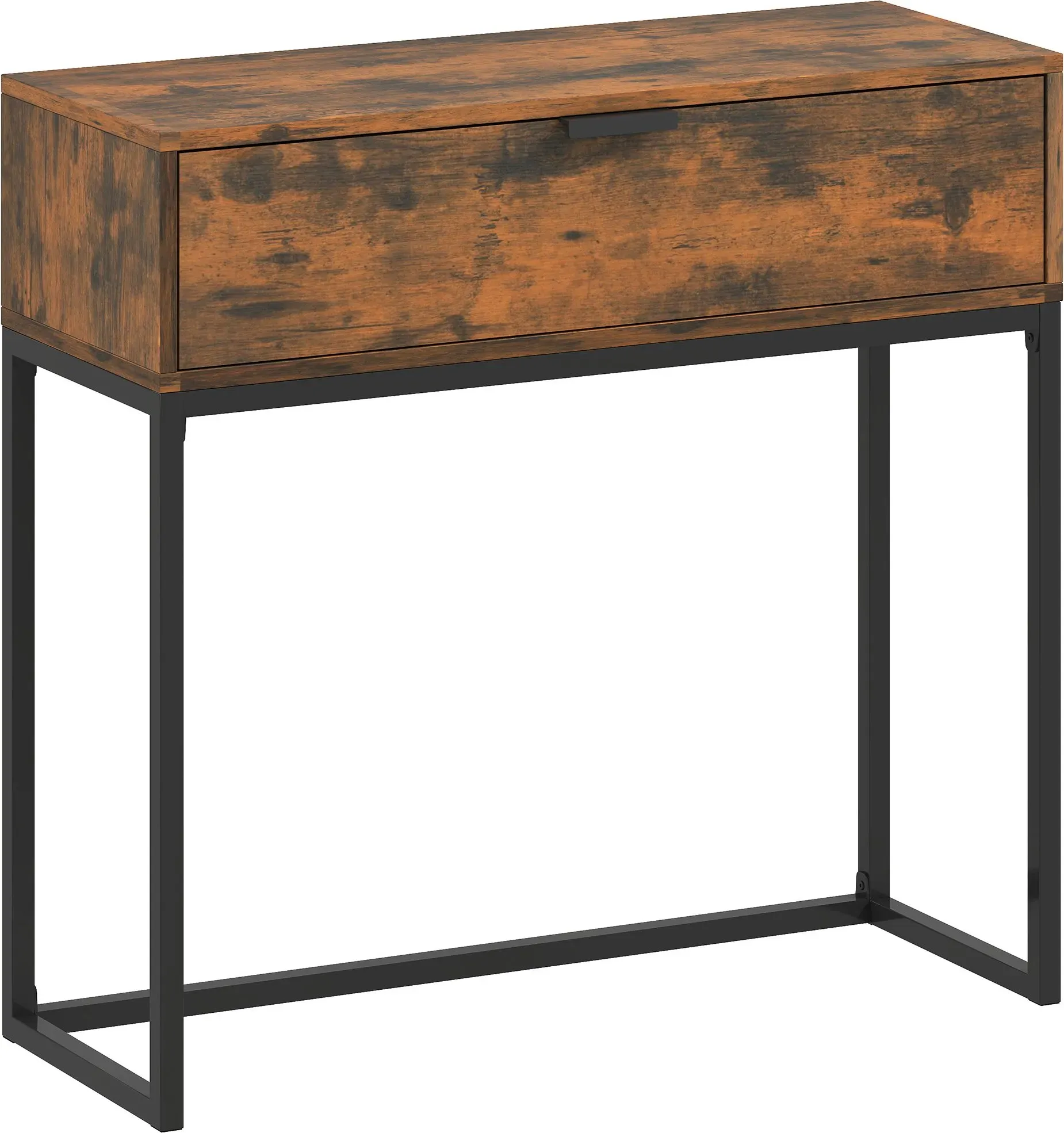 HOMCOM Konsolentisch Flurtisch mit Schublade, Beistelltisch im Industrie-Design mit Stahlrahmen, Ausstellungstisch für Flur Wohnzimmer, 80 x 30 x 76 cm, Rustikal-Braun   Aosom