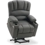 MCombo Relaxsessel 7102 Mikrofaser 70 x 100 x 80 cm Grau mit Aufstehhilfe & Liegefunktion
