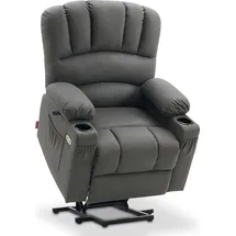 MCombo Relaxsessel 7102 Mikrofaser 70 x 100 x 80 cm Grau mit Aufstehhilfe & Liegefunktion