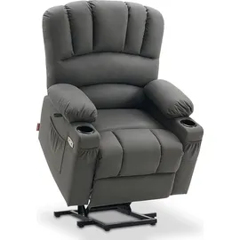 MCombo Relaxsessel 7102 Mikrofaser 70 x 100 x 80 cm Grau mit Aufstehhilfe & Liegefunktion