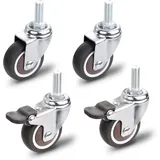 ZVD - Möbelrollen - 2 mit Bremse + 2 ohne Bremse, M10x25mm - Tragkraft 40 kg pro Rolle