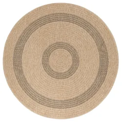 Carpetsale24 Runder Outdoor Teppich Natur Farbe Wetterfest Terrasse Balkon Küchenteppich, Natur-1, 160 cm Rund