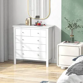 Homcom Kommode Beistellschrank MDF Spanplatte Weiß Metall, 1-Sitzer, 39.5x80.5x79 cm