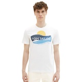 TOM TAILOR Herren T-Shirt WATER SEASON Regular Fit Weiß 10332 - Off White, L