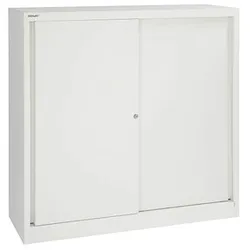 BISLEY Schiebetürenschrank ECO, SD12112S696 verkehrsweiß 2 Fachböden 120,0 x 43,0 x 118,1 cm