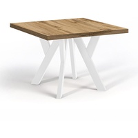 Quadratischer Ausziehbarer Tisch für Esszimmer, NERO, Loft-Stil, Skandinavisch, 90 / 190 cm, Farbe: Eiche Wotan / Weiss