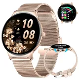 LIGE Damen Smartwatch Bluetooth Anrufe für Android iOS Smart Watch Damen 100+ Sport 1.43" AMOLED Always-on Display Damen Smartwatch Rosegold Frauen Smartwatch Herzfrequenz Schlaf Monitor