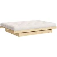 Karup Bettgestell KARUP DESIGN "Kanso Bed, Stauraumbett, Bett mit oder ohne Schubladen", beige (kiefer natur), B:122cm H:25cm L:200cm, Betten, Bettgestell, Bett mit/ohne Schubladen, inkl Lattenrost, FSCzertifiert