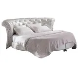 JVmoebel Bett Chesterfield Rundbett Bett Rundes Bett Leder Polster Ehe Designer (1-tlg., Bett), Made in Europa weiß