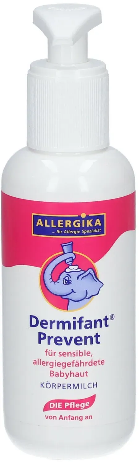 Dermifant® Prevent Körpermilch - Körpermilch für sensible, allergie-gefährdete Babyhaut, speziell entwickelt für Babys & Kids aus Allergiker-Familien. Zieht schnell ein.