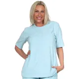 Normann Relaxanzug Damen kurzarm Frottee Schlafanzug Oberteil Pyjama Top Mix & Match blau 40-42