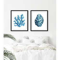 Bild QUEENCE "Worti", blau (farbe rahmen: schwarz, farbe bild(er): blau), B:30cm H:40cm, Acrylglas, Papier, Holz, Bilder, HD Premium Poster-Druck inkl. Holzrahmen