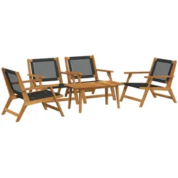 vidaXL Gartenstühle mit Tischset - 5 Teile, Schwarzes Akazienholz