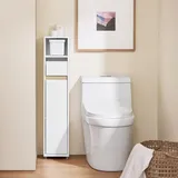 SoBuy Toilettenschrank,, Weiß, Holzwerkstoff, 20x96x20 cm, Badaccessoires