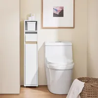 SoBuy Toilettenschrank,, Weiß, Holzwerkstoff, 20x96x20 cm, Badaccessoires