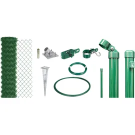 GAH Alberts Maschendrahtzaun Set 1 x 15 m grün inkl. Bodenhülse