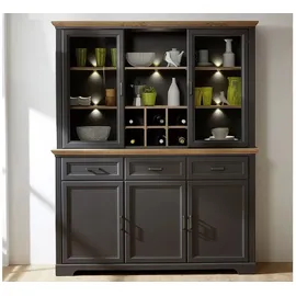 Innostyle Vitrine Buffet Jasmin 166 x 48 x 204 cm Grau