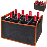 Shocanm Flaschentasche, Faltbare Filz Flaschenträger mit Trennwänden, Flaschen Tasche Flaschenkorb Getränketasche mit Griff für Wasserflaschen, Weinflasche, Bier und Sekt (Für 12 Flaschen)