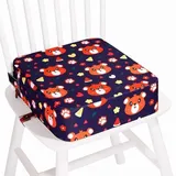 TOTIDYH SitzerhöHung Stuhl Kind, Tragbare Rutschfestes Sitzkissen Kinder, Waschbar SitzerhöHung Kinder Stuhl mit 2 Sicherheitsgurten, Zerlegbar StuhlerhöHung Kind(Bär Dunkelblau)