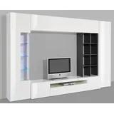 INOSIGN Wohnwand INOSIGN "New Egypt, Anbauwand, Medienwand, Wohnzimmerwand", schwarz-weiß (weiß, schieferfarben), B:290cm, Glas, Holzwerkstoff, Kastenmöbel-Sets, Wohnwand, 2 Klappen,2 kleineTüren,2 große Türen,Regalaufsatz Breite 290 Höhe 191