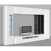 INOSIGN Wohnwand INOSIGN "New Egypt, Anbauwand, Medienwand, Wohnzimmerwand", schwarz-weiß (weiß, schieferfarben), B:290cm, Glas, Holzwerkstoff, Kastenmöbel-Sets, Wohnwand, 2 Klappen,2 kleineTüren,2 große Türen,Regalaufsatz Breite 290 Höhe 191