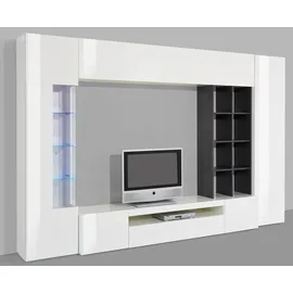 INOSIGN Wohnwand INOSIGN "New Egypt, Anbauwand, Medienwand, Wohnzimmerwand", schwarz-weiß (weiß, schieferfarben), B:290cm, Glas, Holzwerkstoff, Kastenmöbel-Sets, Wohnwand, 2 Klappen,2 kleineTüren,2 große Türen,Regalaufsatz Breite 290 Höhe 191